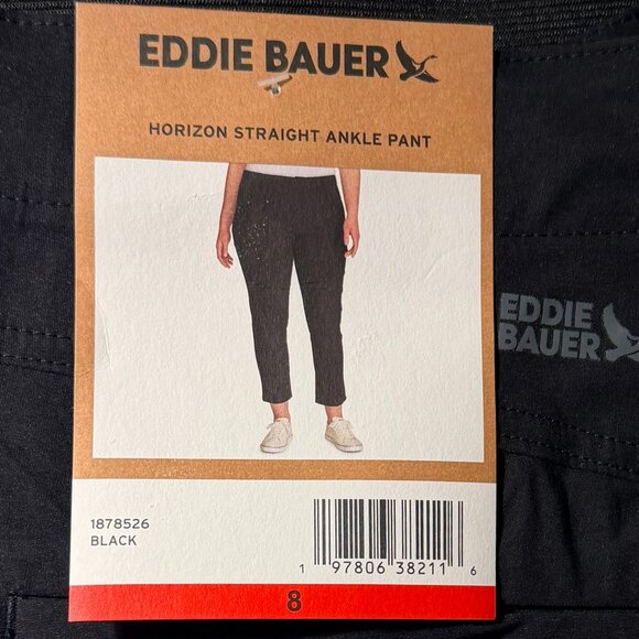 Eddie Bauer Women's Horizon Straight Ankle Pant Size 8 Black Outdoor Casual NEW - Picture 7 of 15